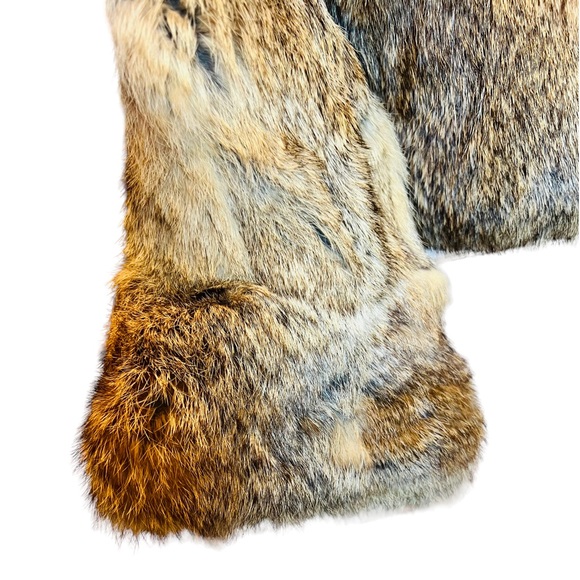 Vintage Fur Leather Jacket Coat 100% Rabbit Fur  Size M Made in Korea Preowned - Picture 5 of 7